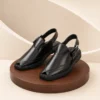 Classic Black Leather Peshawari Chappal