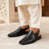 Classic Black Leather Peshawari Chappal