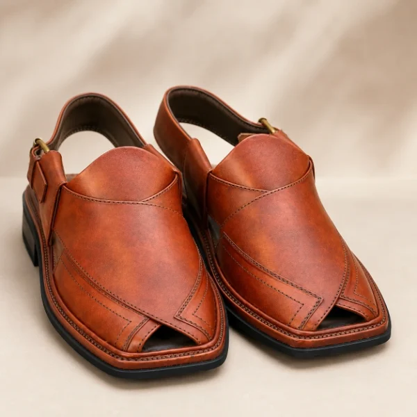Royal Brown Leather Peshawari Chappal