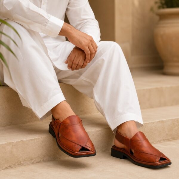 Royal Brown Leather Peshawari Chappal